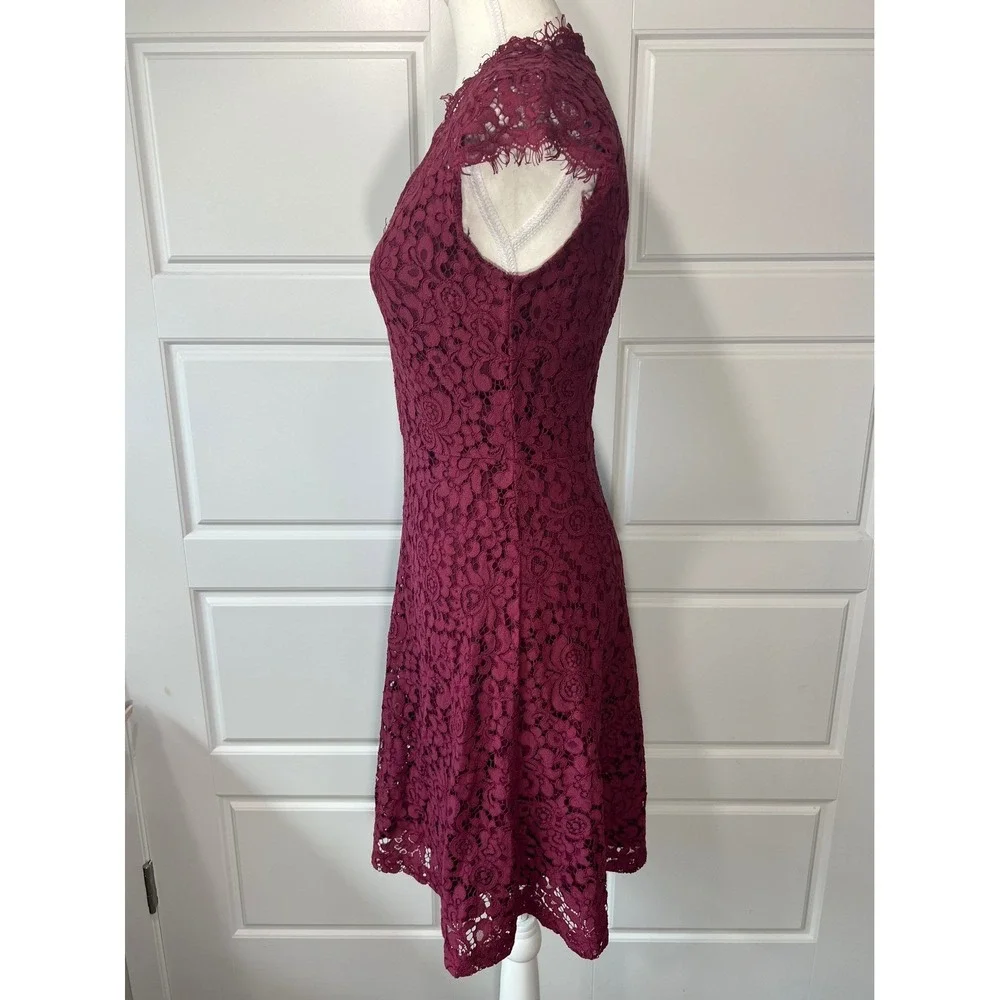 Wishlist Apparel Burgundy Lace Fit and‎ Flare Party Cocktail Dress S